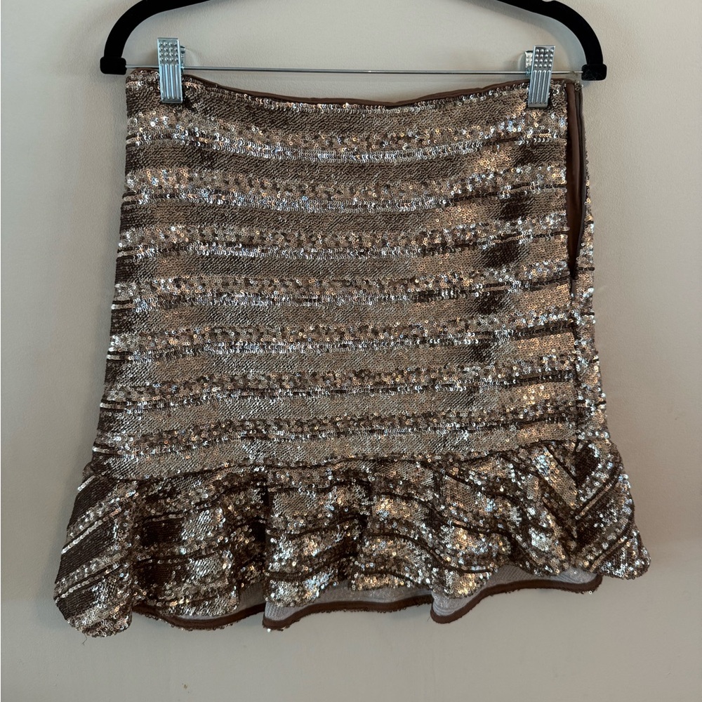 Express Glittering Brown Mini Skirt